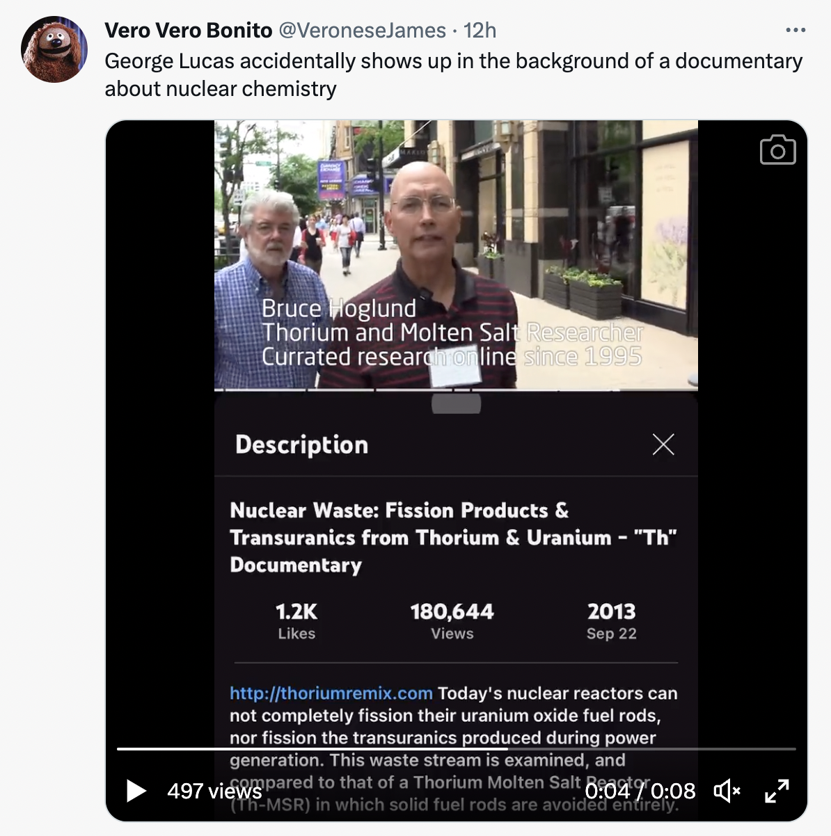 Twitter Shares facts - multimedia - eorge Lucas accidentally shows up in the background of a documentary about nuclear chemistry Bruce oglund Thorium and Molten Salt Resabrahver Currated research online since 1995 Description Nuclear Waste Fission Product