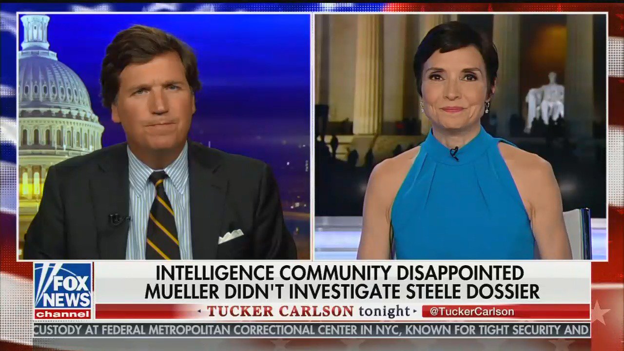 tucker carlson famous chyrons - fox news - Pr Intelligence Community Disappointed Mueller Didn'T Investigate Steele Dossier Tucker Carlson tonight Custody At Federal Metropolitan Correctional Center In Nyc, Known For Tight Security And Fox News channel