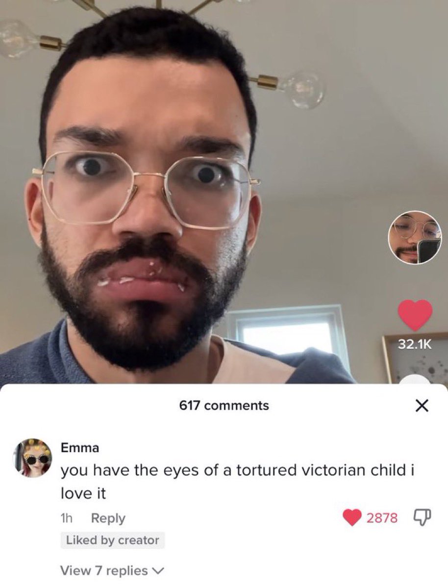 wild tiktok screenshots - beard - 617 1h d by creator View 7 replies Emma you have the eyes of a tortured victorian child i love it 2878