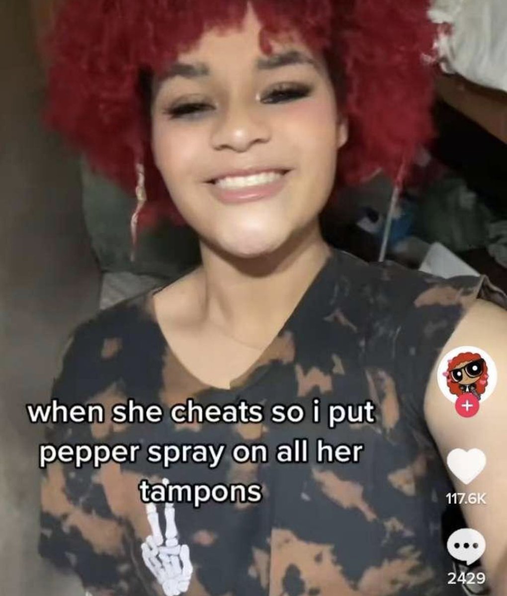 wild tiktok screenshots - red hair - when she cheats so i put pepper spray on all her tampons 2429