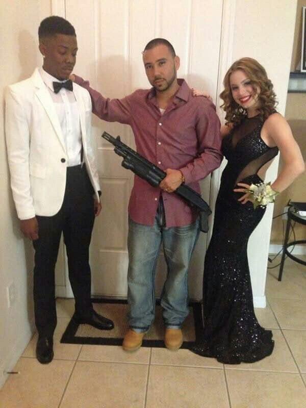trashy pics - prom picture dad with gun