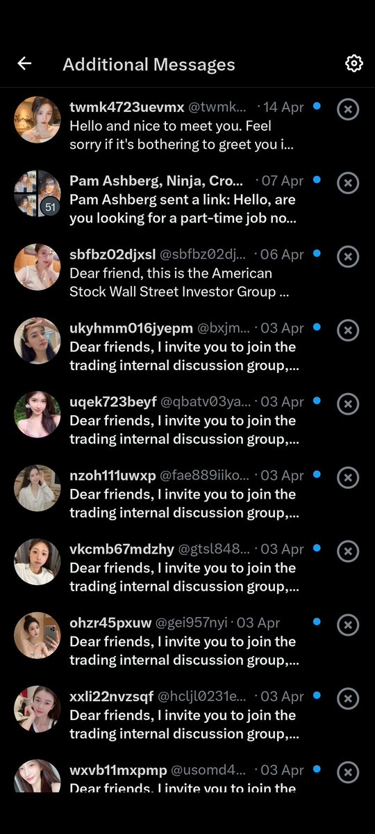 unhinged dms from twitter - ambsofficialxo mega - 51 Additional Messages twmk4723uevmx ... 14 Apr Hello and nice to meet you. Feel sorry if it's bothering to greet you i... Pam Ashberg, Ninja, Cro... 07 Apr Pam Ashberg sent a link Hello, are you looking f