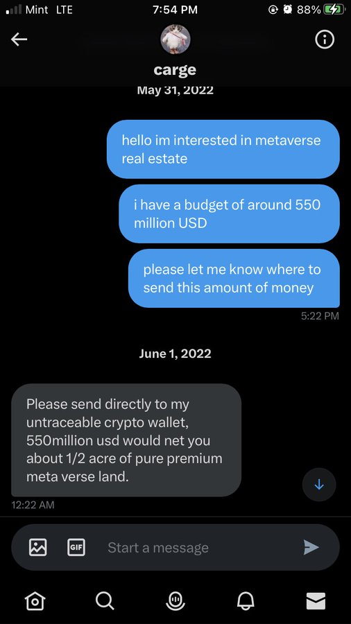 unhinged dms from twitter - Türk Telekom - . Mint Lte K 10 carge Q Please send directly to my untraceable crypto wallet, 550million usd would net you about 12 acre of pure premium meta verse land. hello im interested in metaverse real estate i have a budg