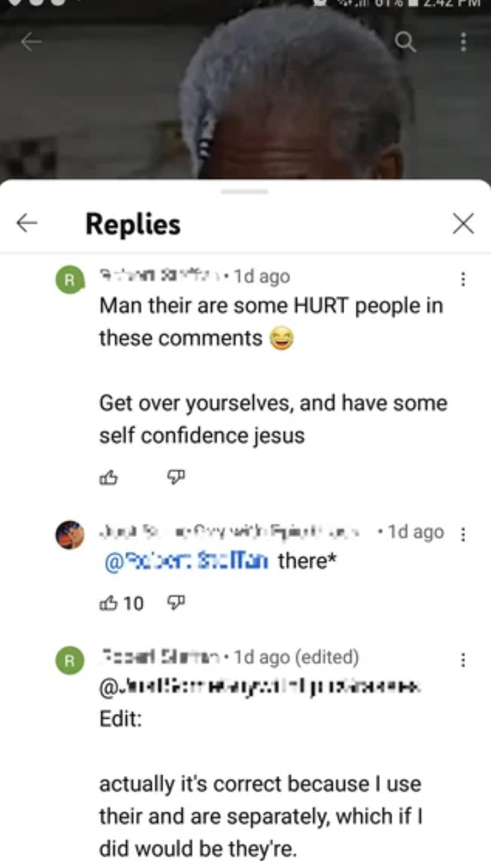 screenshot -Man their are some Hurt people in these Get over yourselves, and have som self confidence