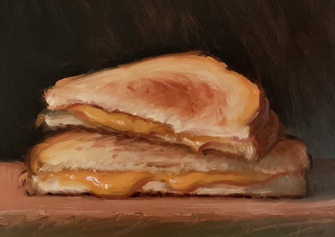 fast food oil paintings - noah verrier grilled cheese