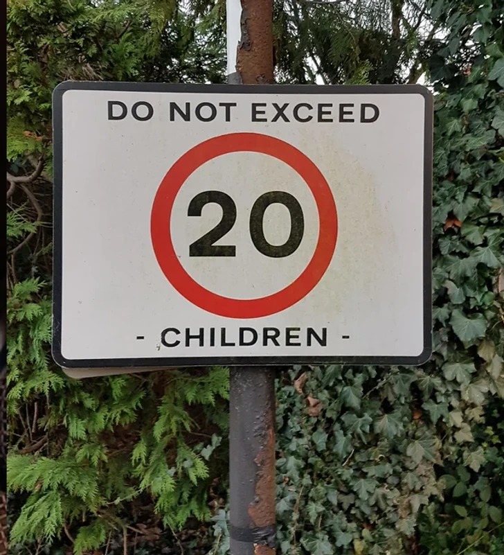 designs that failed - street sign - Do Not Exceed 20 Children