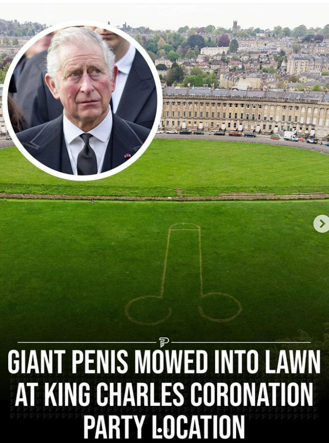 monday morning randomness - player - T 1417 > P Giant Penis Mowed Into Lawn At King Charles Coronation Party Location pppppp