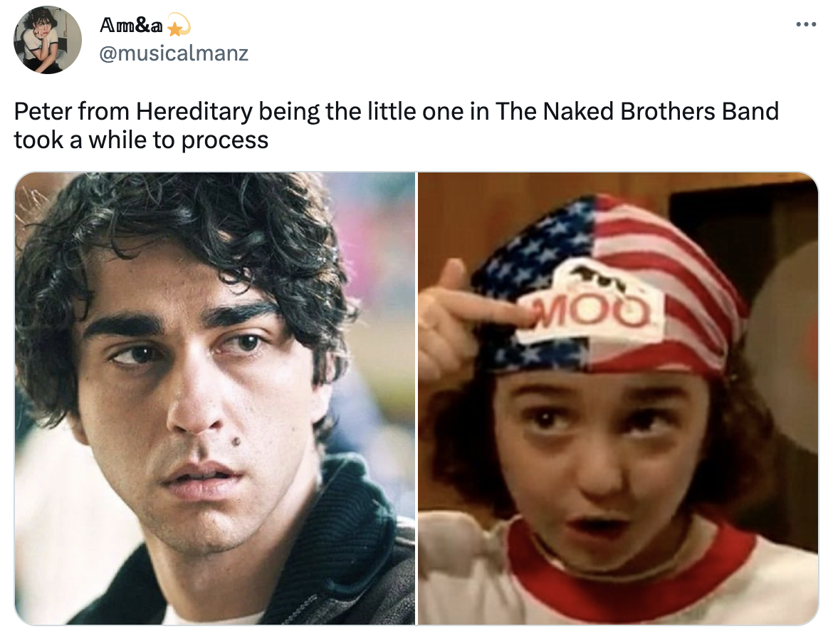 actors with range  - brothers band alex - Am&a Peter from Hereditary being the little one in The Naked Brothers Band took a while to process Moo