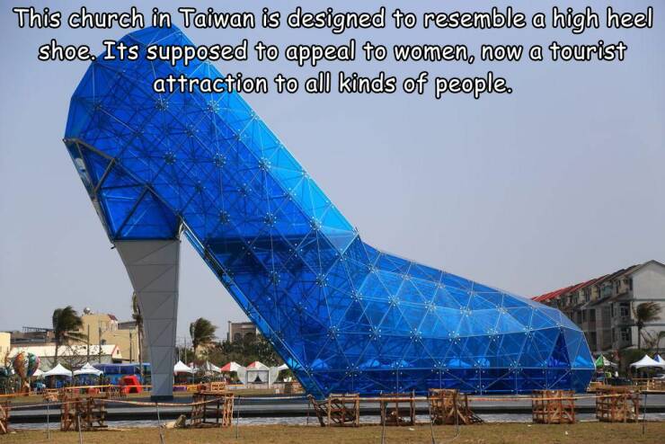 cool pics and funny memes -  high-heeled shoes church - This church in Taiwan is designed to resemble a high heel shoe. Its supposed to appeal to women, now a tourist attraction to all kinds of people. 7 11E