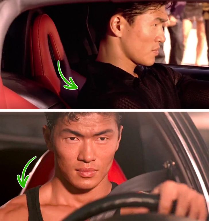 It took 20 years for us, at least, to discover that Johnny Tran, from the first installment of The Fast and Furious saga, was the fastest of them all. After one hour twelve minutes and fifty-six seconds (1:12:56) of the movie, we see Johnny wearing a black shirt. Three seconds later, he is in a sleeveless T-shirt.