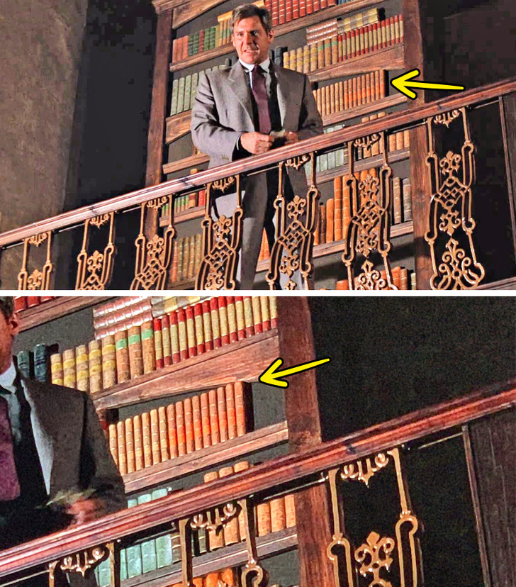 Harrison Ford is standing in front of fake bookshelves in Indiana Jones and the Last Crusade. It may be a minor thing, but it is obvious.