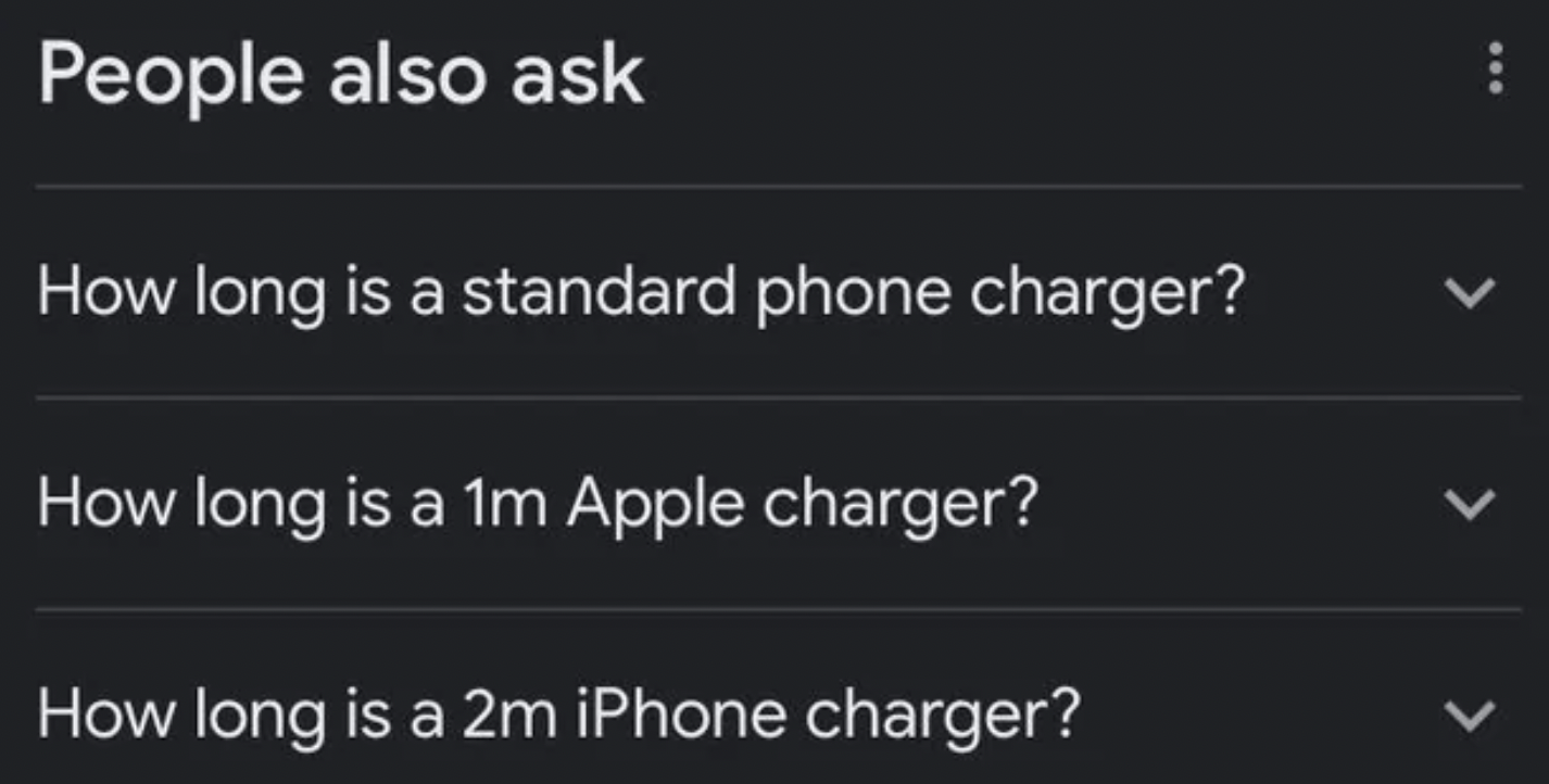 Protein - People also ask How long is a standard phone charger? How long is a 1m Apple charger? How long is a 2m iPhone charger?