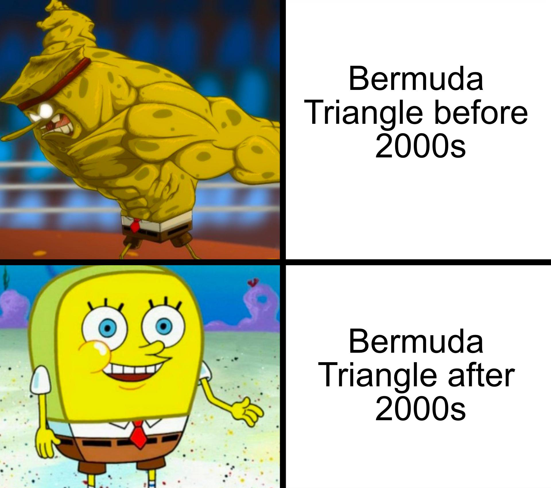 funny memes and pics - cartoon - Bermuda Triangle before 2000s Bermuda Triangle after 2000s
