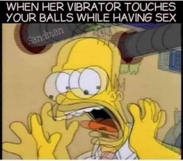 sex memes and spicy pics -  cartoon - When Her Vibrator Touches Your Balls While Having Sex Sandman