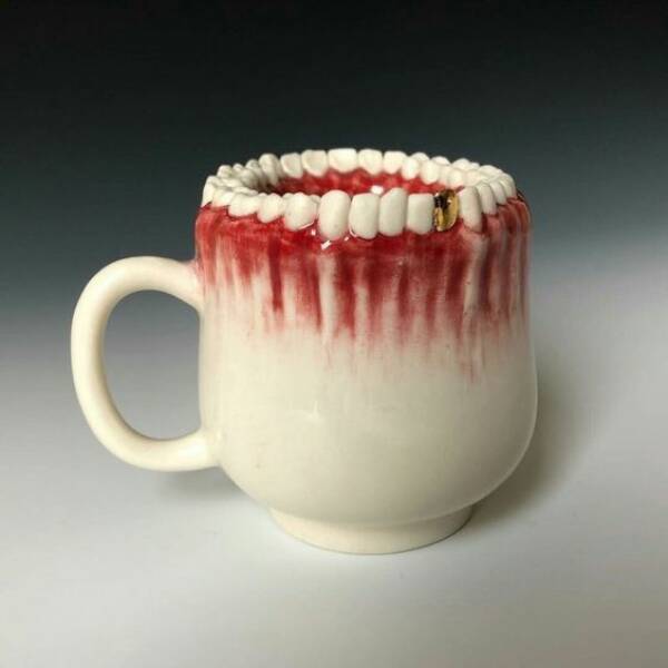 cool random pics - creepy teeth mug - a