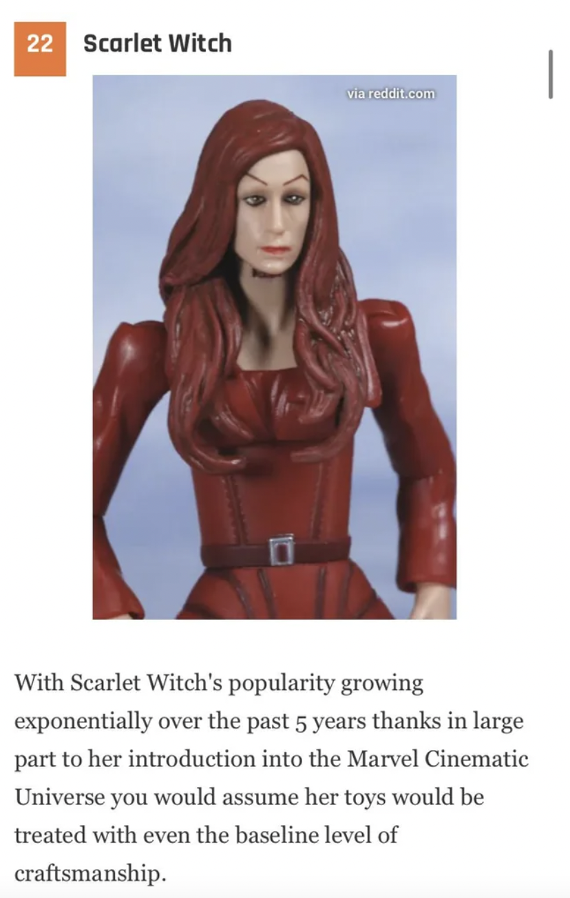 Facepalms - muscle -  With Scarlet Witch's popularity growing exponentially over the past 5 years thanks in large part to her introduction into the Marvel Cinematic Universe you would assume her toys would be treated with even the baseline level of…