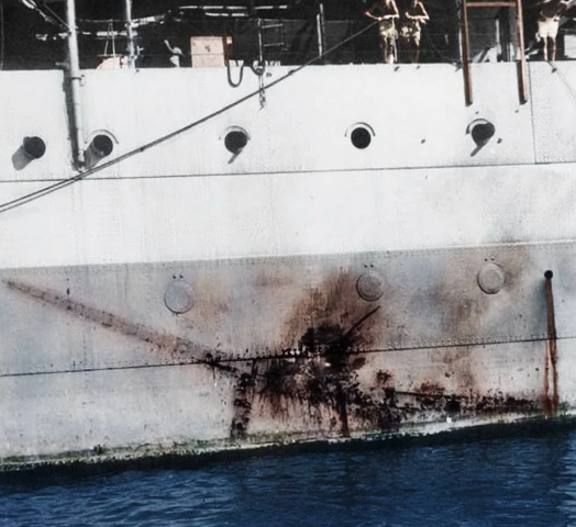  Kamikaze hit on HMS Sussex