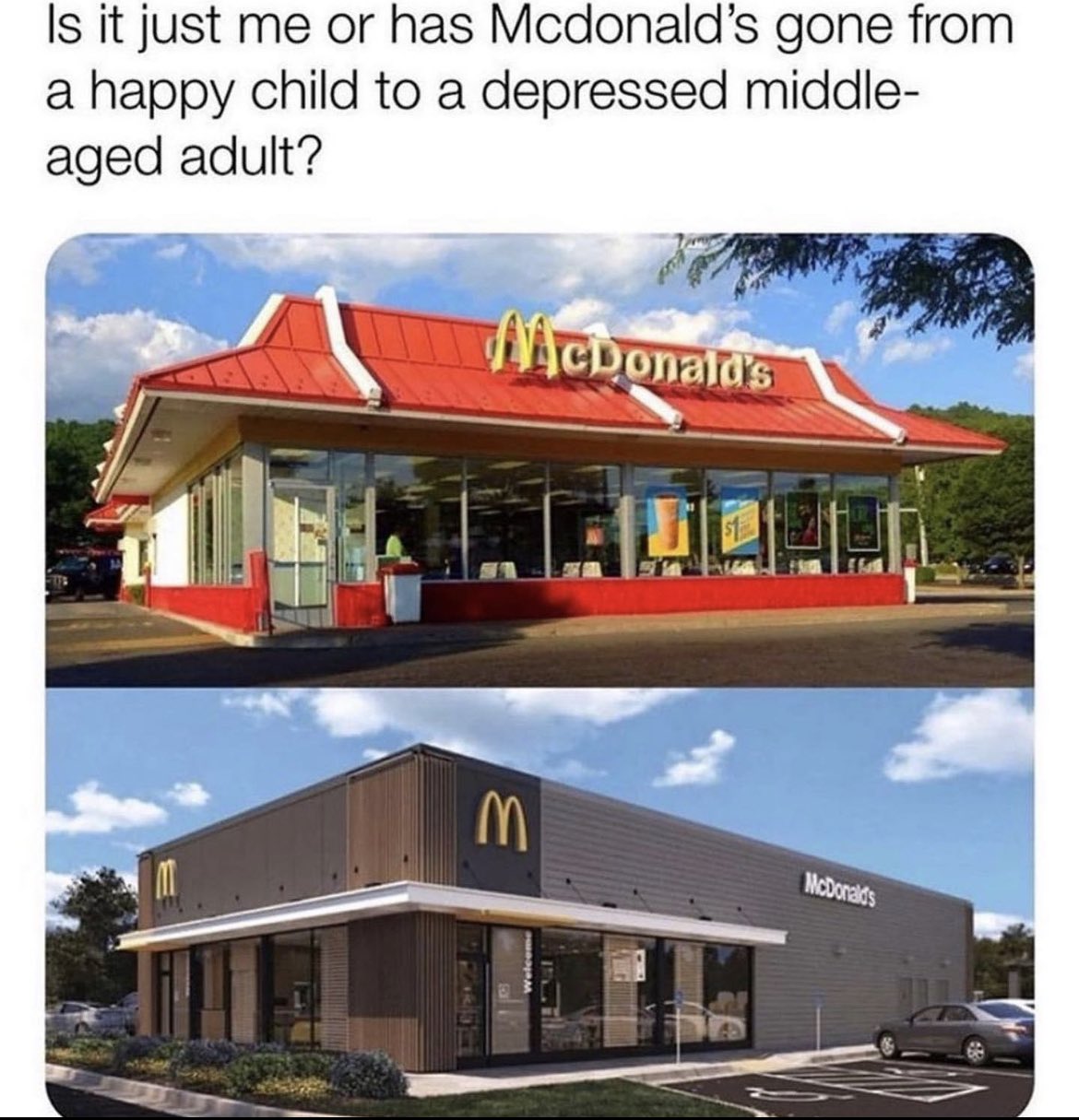internet hall of  fame - mcdonald's went from a happy child - Is it just me or has Mcdonald's gone from a happy child to a depressed middle aged adult? McDonald's E N McDonald's