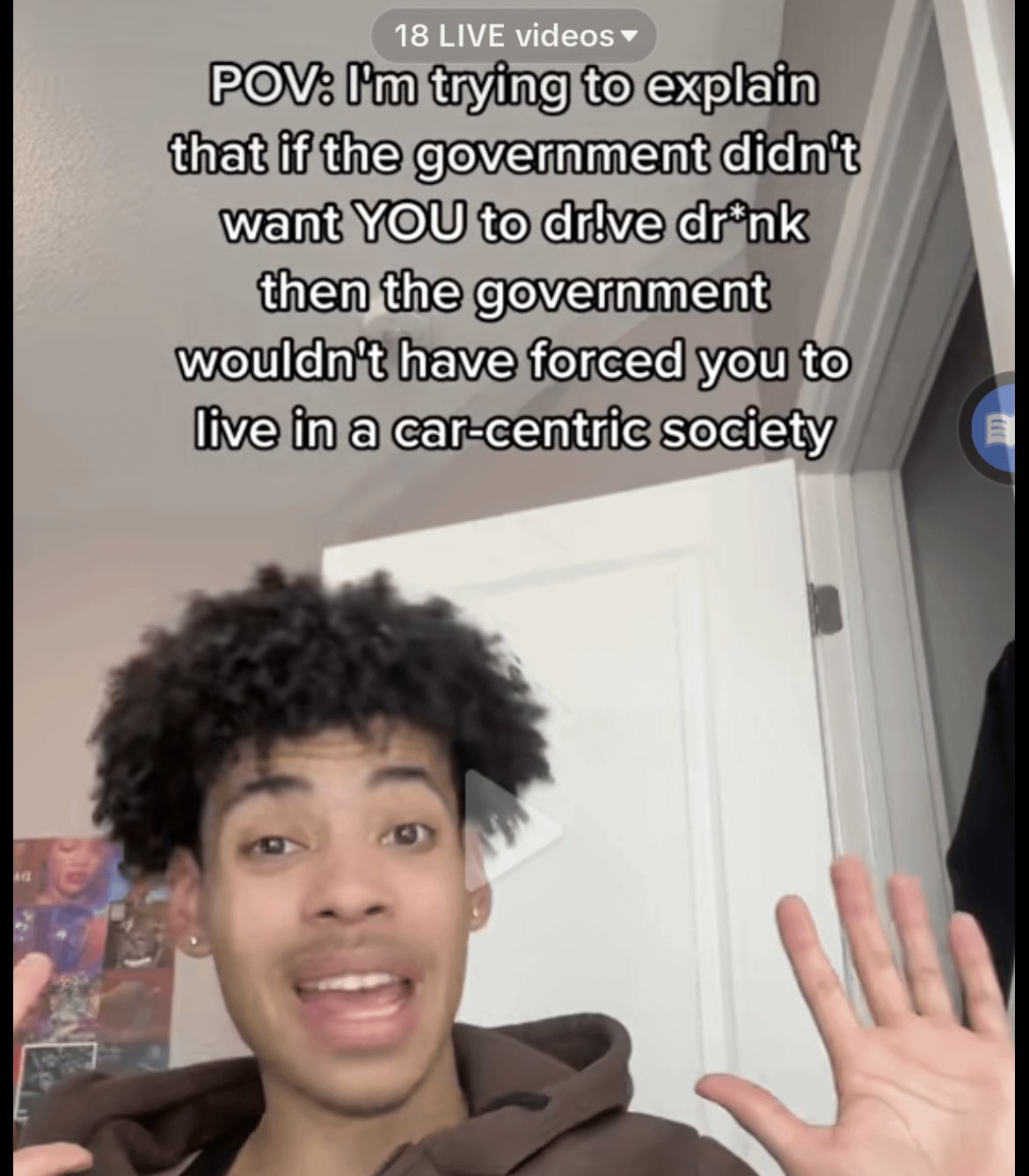 wild tiktok screenshots - hairstyle - 412 18 Live videos Pov I'm trying to explain that if the government didn't want You to drive drink then the government wouldn't have forced you to live in a carcentric society 100 E