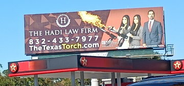 local saul goodman's  - billboard - H The Hadi Law Firm 8324337977 The Texas Torch.com 2.3