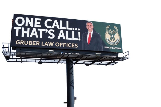 local saul goodman's  - billboard - One Call... That'S All! Gruber Law Offices Clear Channel Velu Son Proud Partner