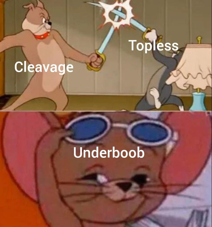 Funny and memes - tom and jerry fighting meme template - Cleavage Topless Underboob