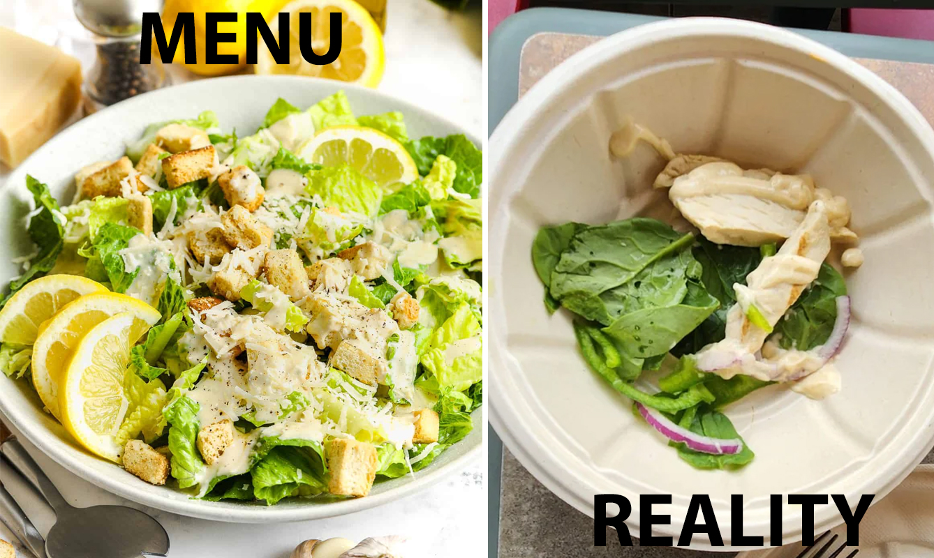 expectations vs reality - caesar salad - Menu Reality