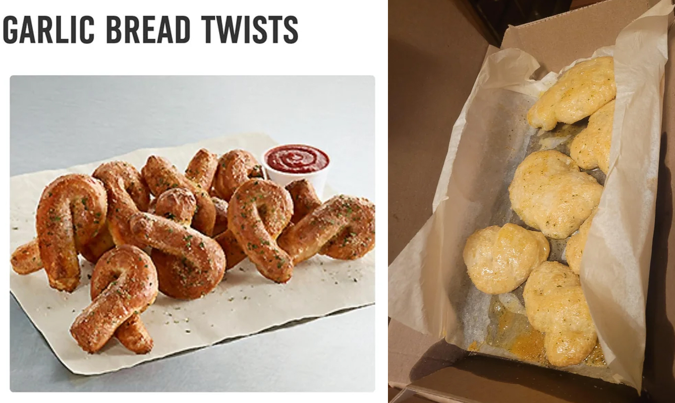 expectations vs reality - domino's pizza bread twists - Garlic Bread Twists