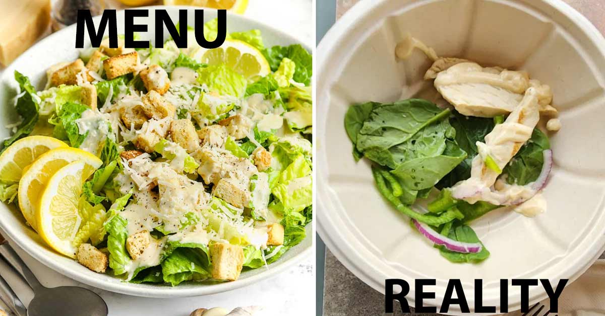 expectations vs reality - caesar salad - Menu Reality