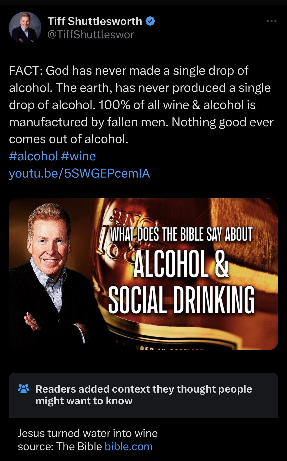 funny community notes - media - Tiff Shuttlesworth Fact God has never made a single drop of alcohol. The earth, has never produced a single drop of alcohol. 100% of all wine & alcohol is manufactured by fallen men. Nothing good ever comes out of alcohol. 