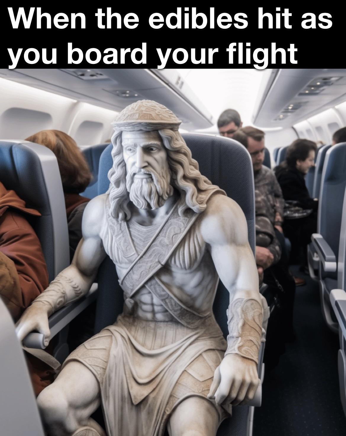 funny memes - photo caption - When the edibles hit as you board your flight 2222