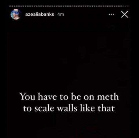 best azealia banks posts - - atmosphere - azealiabanks 4m You have to be on meth to scale walls that X