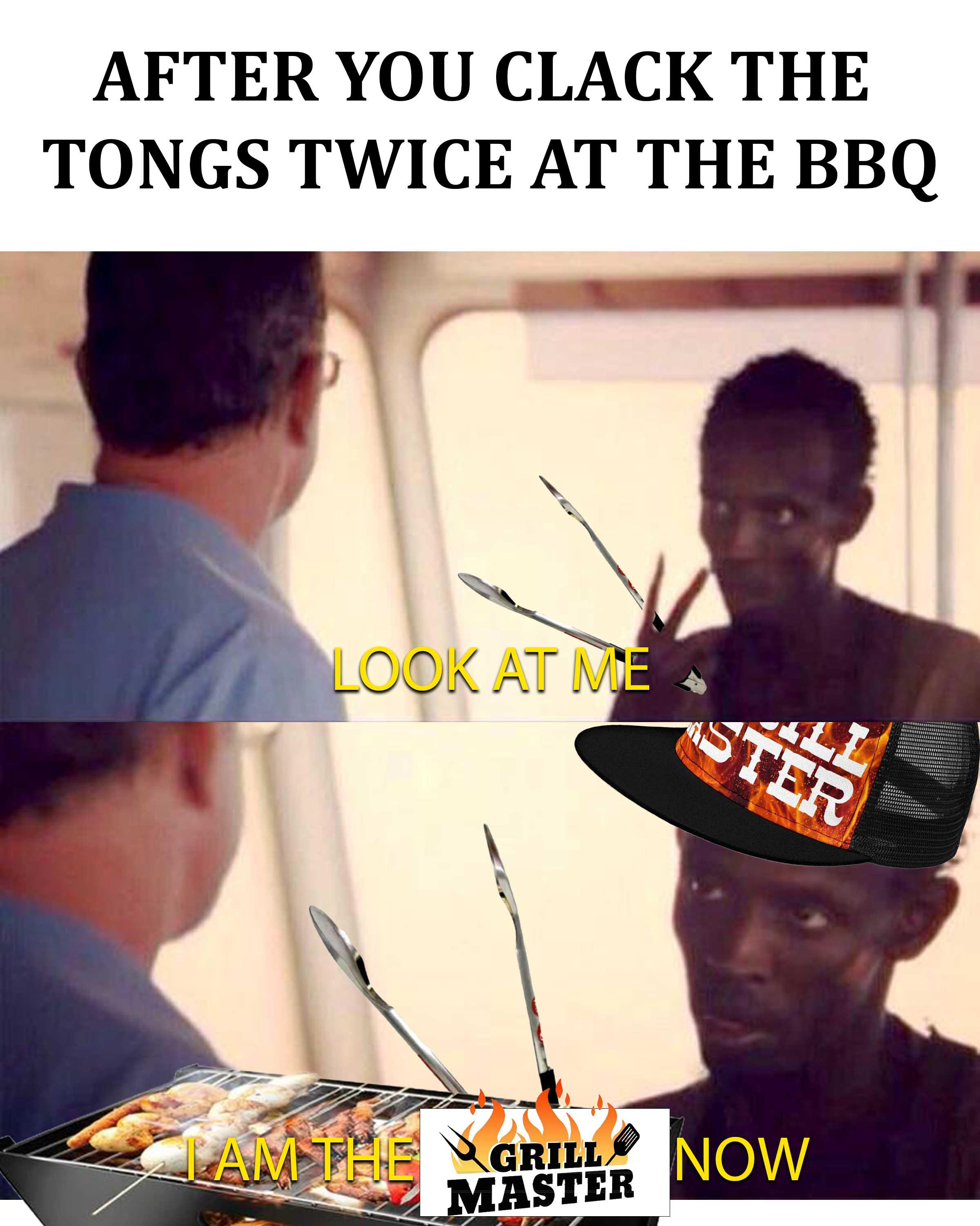 photo caption - After You Clack The Tongs Twice At The Bbq Look At Me I Am The Ster Tom Grill Now Master