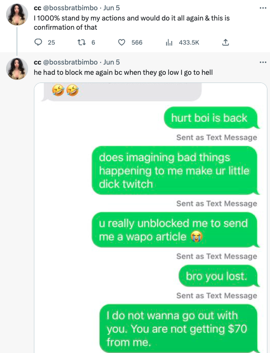 miserable dating story twitter - web page - cc . 0% stand by my actions and would do it all again & this is confirmation of that 25 12 6 566 ill cc . Jun 5 he had to block me again bc when they go low I go to hell hurt boi is back Sent as Text Message doe
