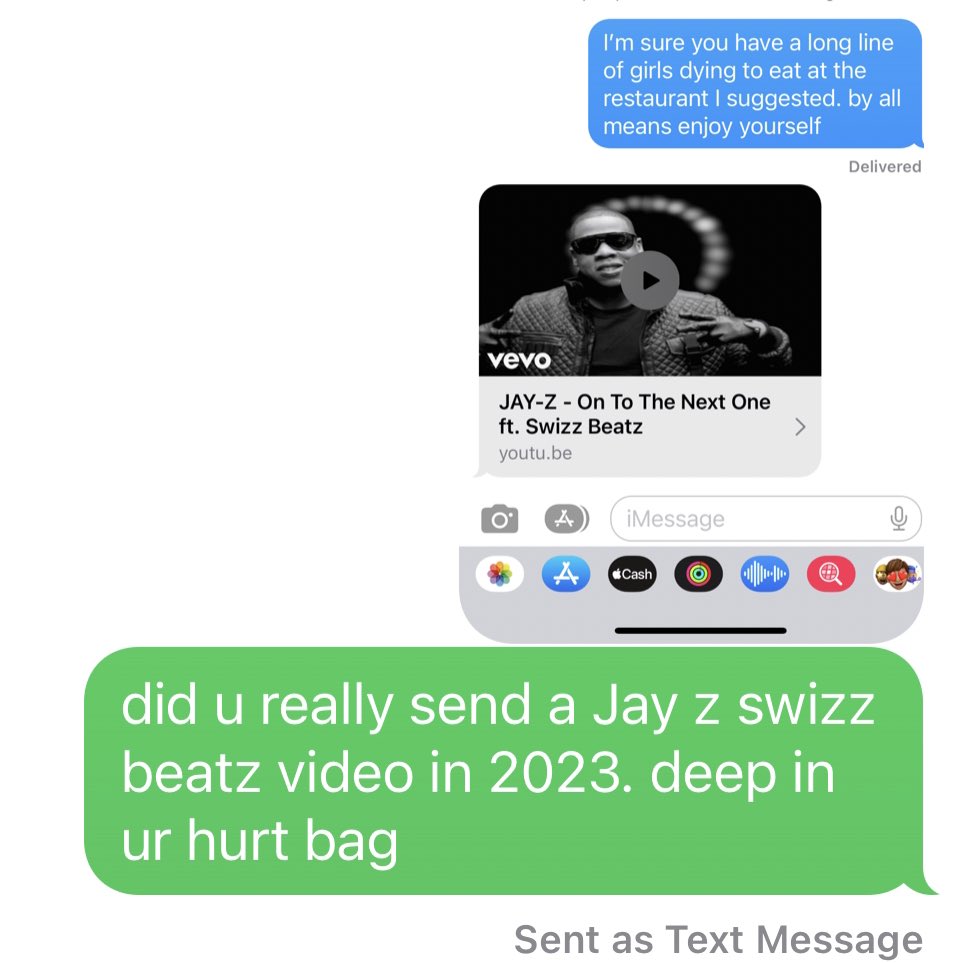 miserable dating story twitter - multimedia - vevo JayZ On To The Next One ft. Swizz Beatz youtu.be O' I'm sure you have a long line of girls dying to eat at the restaurant I suggested. by all means enjoy yourself A iMessage Cash > Delivered did u really 