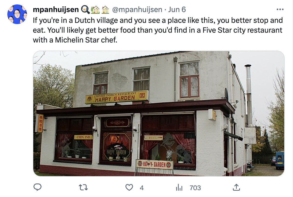 real estate -If you're in a Dutch village and you see a place this, you better stop and eat. You'll ly get better food than you'd find in a Five Star city restaurant with a Michelin Star chef. Rw Chin. Garden…
