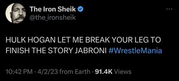 funny Iron Shiek tweets - darkness - The Iron Sheik Hulk Hogan Let Me Break Your Leg To Finish The Story Jabroni 4223 from Earth Views