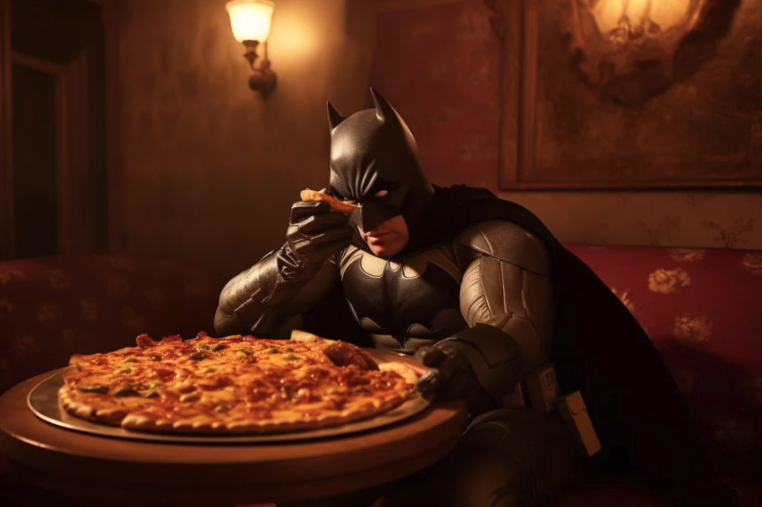 Batman Eating Food A.I.-generated - - dish