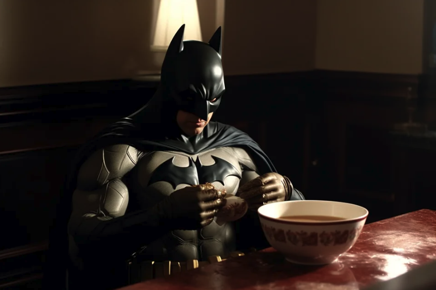 Batman Eating Food A.I.-generated - superhero