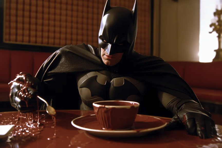 Batman Eating Food A.I.-generated - fictional character