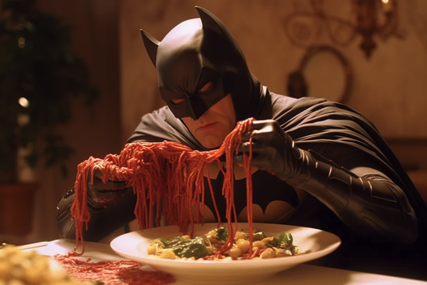 Batman Eating Food A.I.-generated - dish