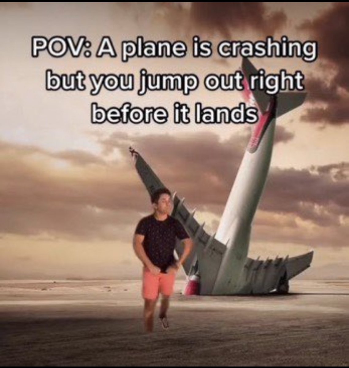 wild tiktok screenshots - sky - Pov A plane is crashing but you jump out right before it lands