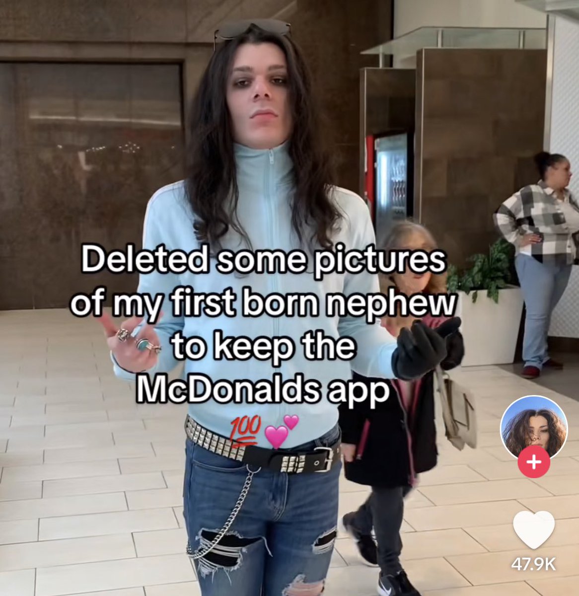 wild tiktok screenshots - shoulder - Deleted some pictures of my first born nephew to keep the McDonalds app 100