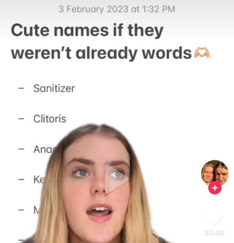 wild tiktok screenshots - lip - at Cute names if they weren't already words Sanitizer Clitoris