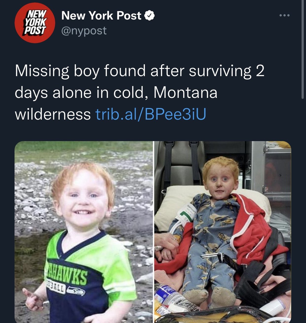 dudes posting their Ws - toddler - New New York Post York Post Missing boy found after surviving 2 days alone in cold, Montana wilderness trib.alBPee3iU Ahawks Ball sort curs www. ...