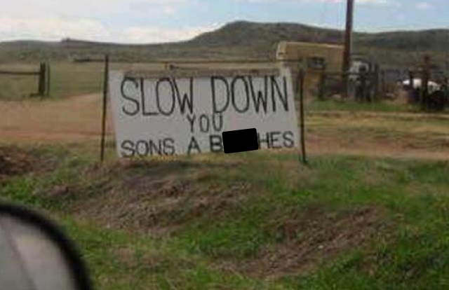 Sign telling drivers to slow down in Idaho