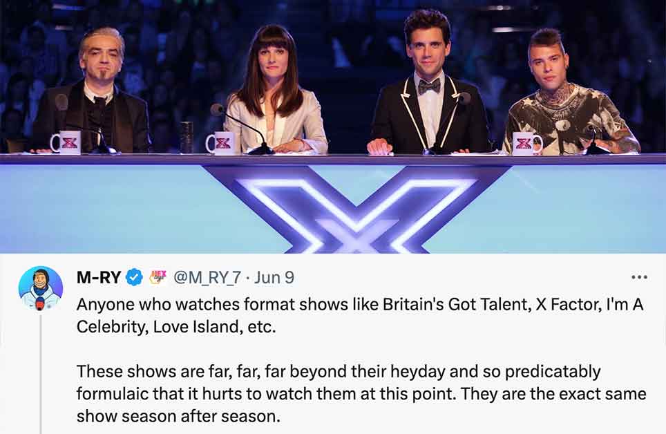 presentation - Anyone who watches format shows Britain's Got Talent, X Factor, I'm A Celebrity, Love Island, etc. These shows are fa