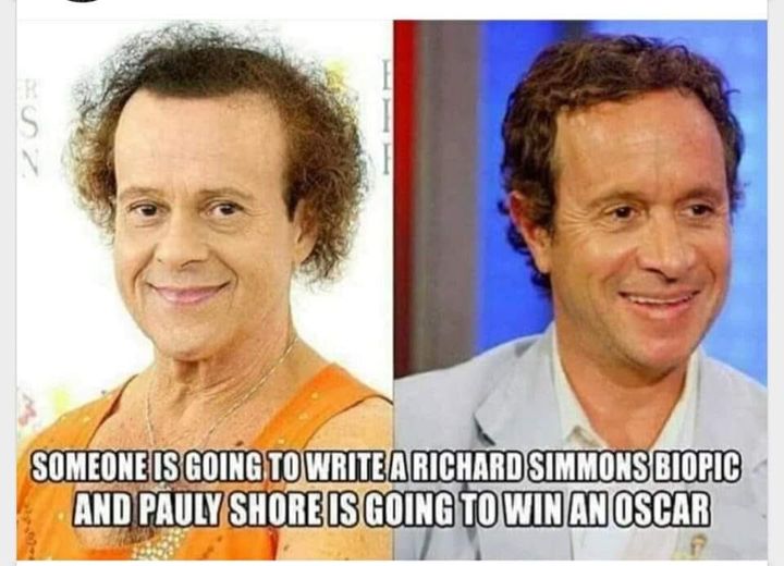 funny memes and cool pics - head - R S N Someone Is Going To Write A Richard Simmons Biopic And Pauly Shore Is Going To Win An Oscar