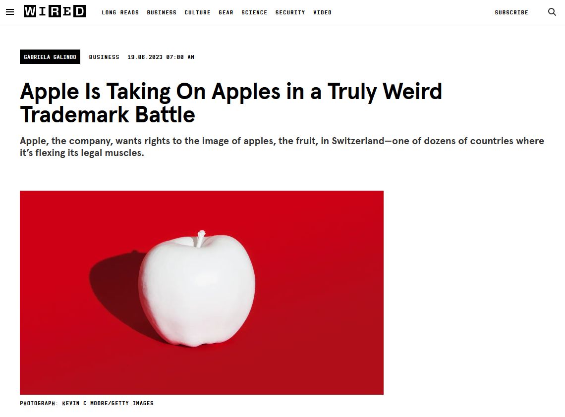 facepalm pics --  Wired Long Reads Business Culture Gabriela Galindo Business 19.86.2823 Gear Science Security Video Apple Is Taking On Apples in a Truly Weird Trademark Battle Photograph Kevin C MooreGetty Images Subscribe Apple, the company, wants right