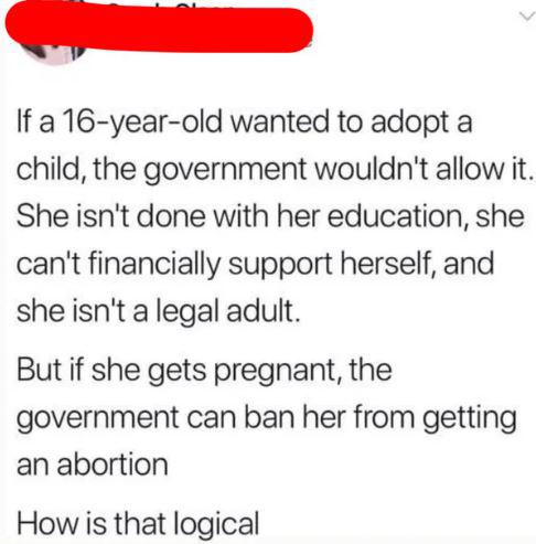facepalm pics - paper - If a 16yearold wanted to adopt a child, the government wouldn't allow it. She isn't done with her education, she can't financially support herself, and she isn't a legal adult. But if she gets pregnant, the government can ban her f